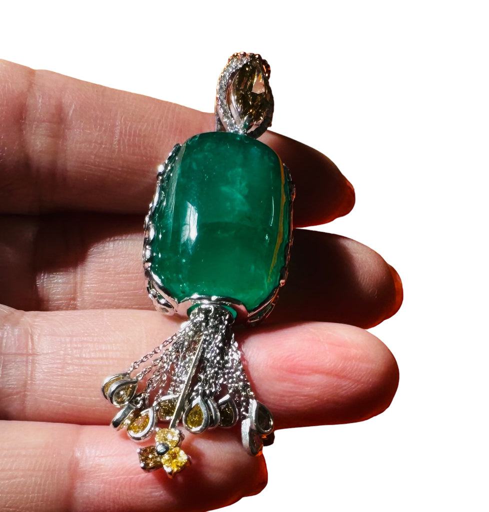 GRS Certified 47 carats natural emerald pendant