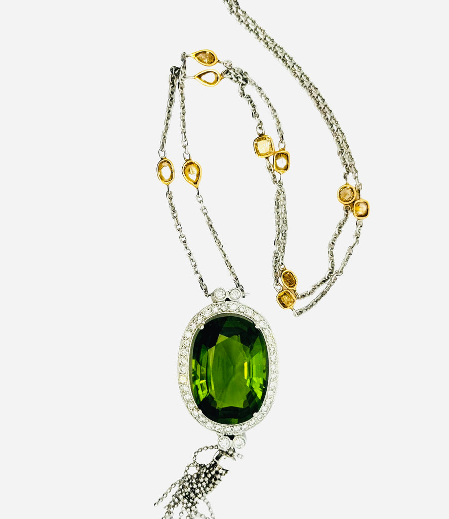 Blossom 20 carat peridot and Diamond Necklace