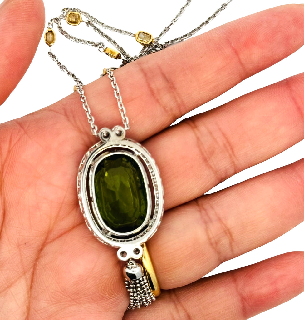 Blossom 20 carat peridot and Diamond Necklace