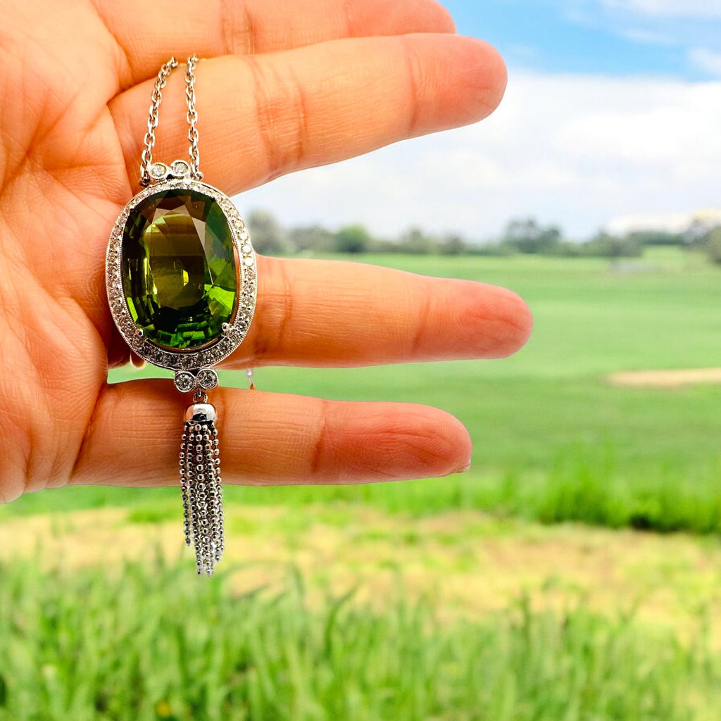 Blossom 20 carat peridot and Diamond Necklace