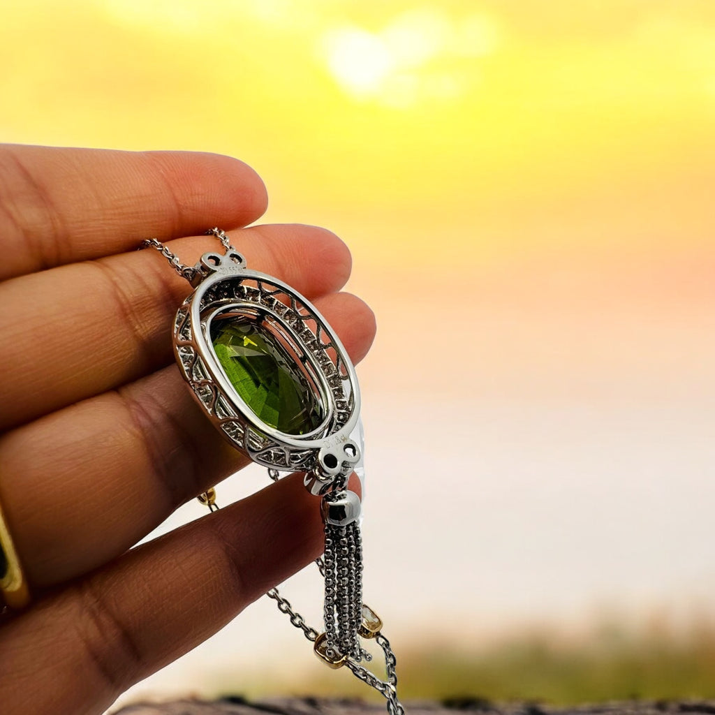Blossom 20 carat peridot and Diamond Necklace
