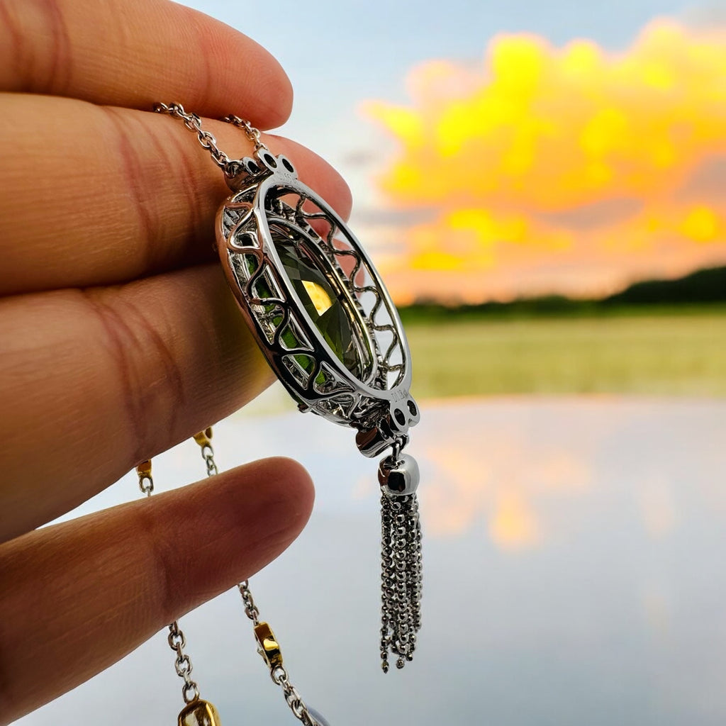 Blossom 20 carat peridot and Diamond Necklace