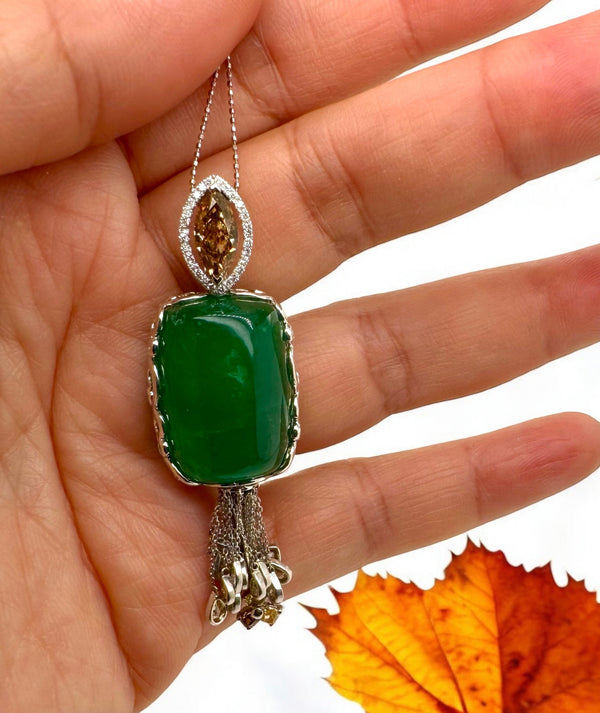 GRS Certified 47 carats natural emerald pendant