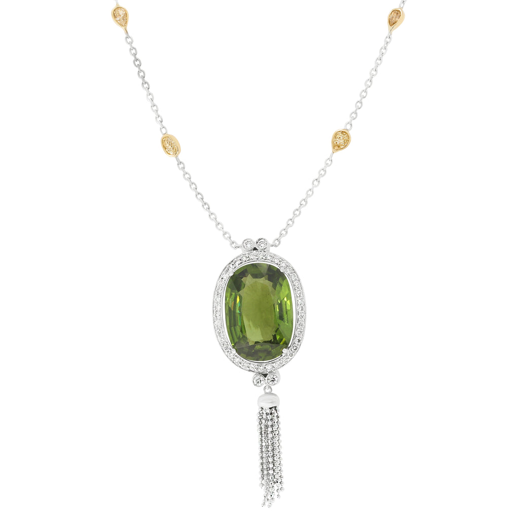 Blossom 20 carat peridot and Diamond Necklace
