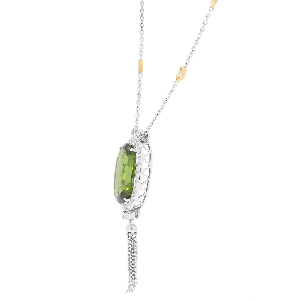 Blossom 20 carat peridot and Diamond Necklace